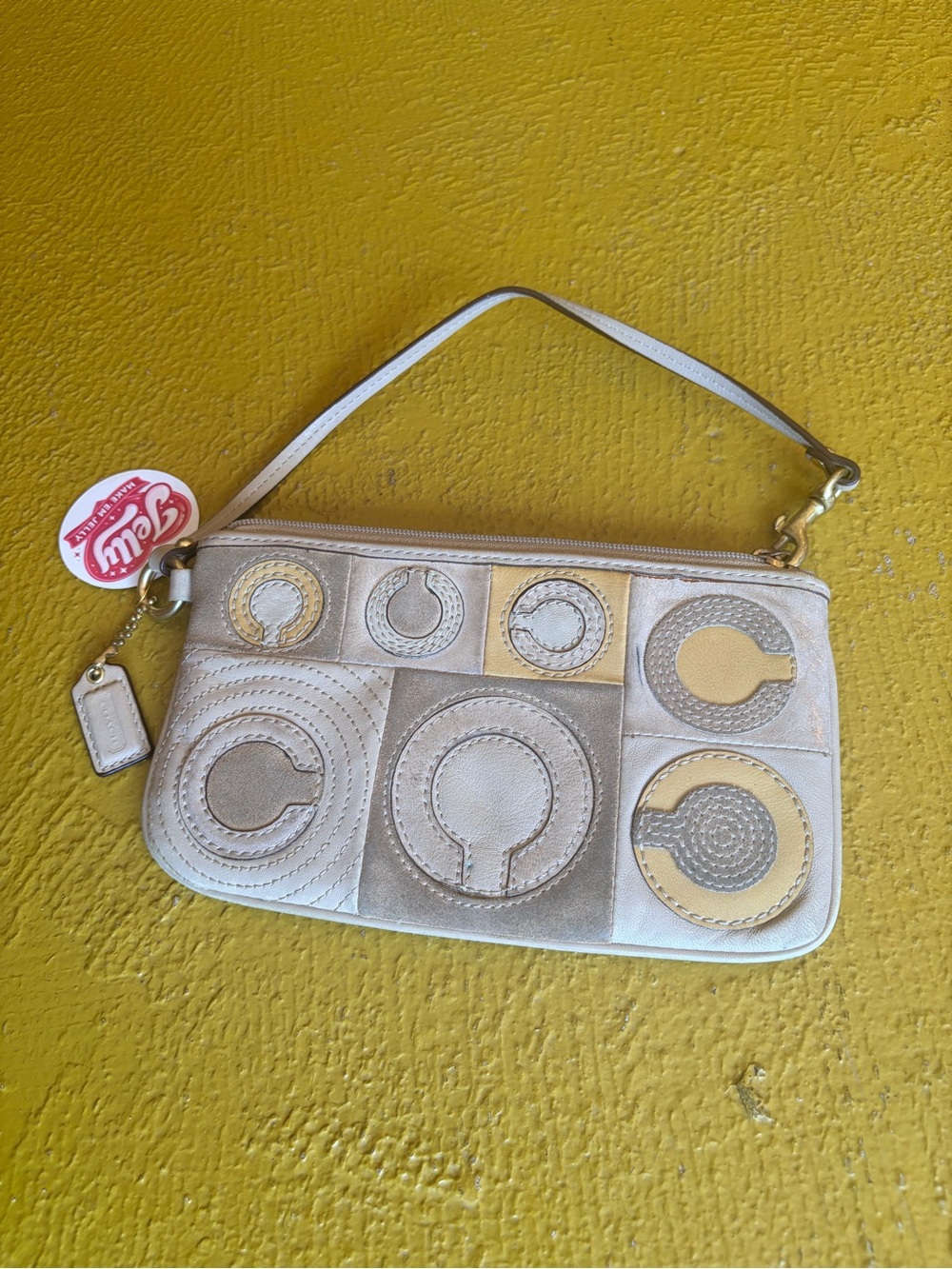 Coach Mia Madison XL Wristlet in Beige and Cream
